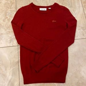Lacoste red 93% wool long sleeve crew neck
